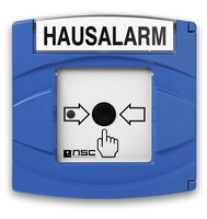 Handfeuermelder Ringbus, ALU blau, IP43, 2-fach-Trenner, "Hausalarm"