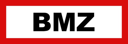 Brandschutzschild "BMZ", aus Aluminium Abmessungen 105 x 297 mm