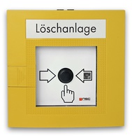 Druckknopfmelder gelb, "Löschanlage", für Ringbus, inkl. Dual-Isolator gem. EN54-1