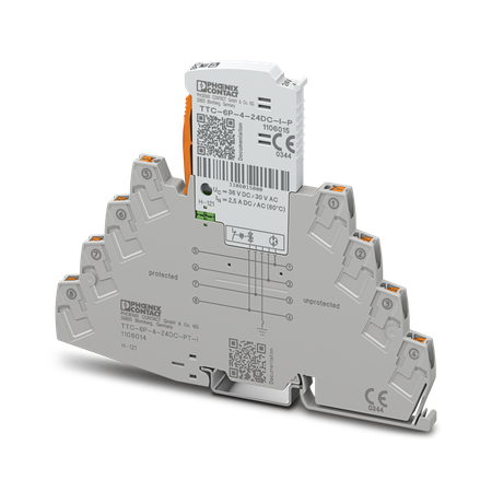 Tragschienenmontabler Überspannungsableiter (Ringbus), TTC-6P-4-24DC-PT-I